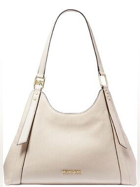Michael Kors Sold Out Arlo Pebbled Cream Leather Shoulder Tote Bag ,Gold accent